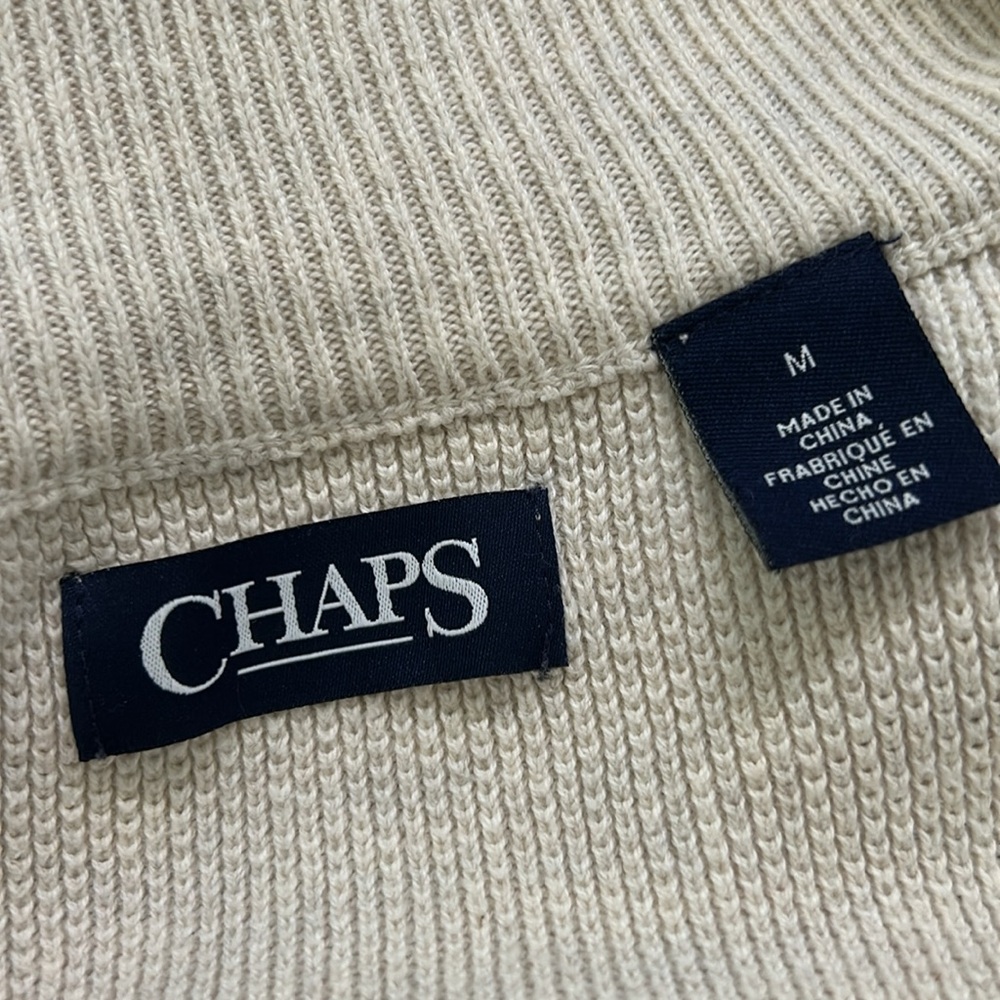 SOLD CHAPS Men’s Medium 3/4 Zip Cotton Sweater - Picture 7 of 8
